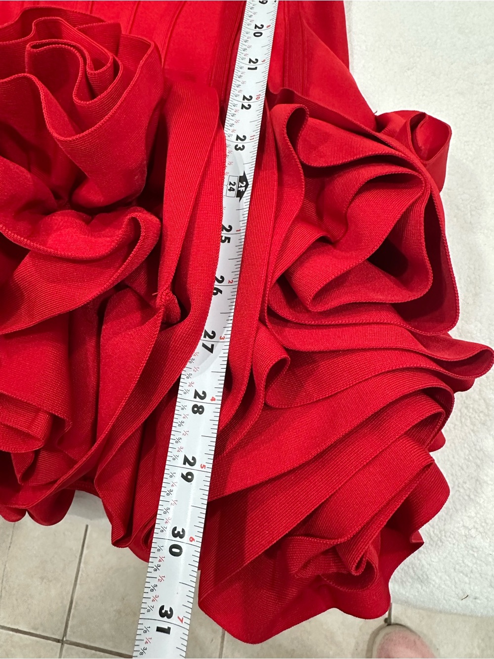 Blessed beauty Red Ruffled Mini Dress - Elegant Corset Bodice size L super stret - Picture 10 of 11